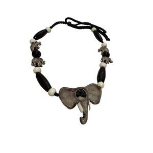 Handcrafted Elephant Beaded Necklace Fashion Jewelry Safari